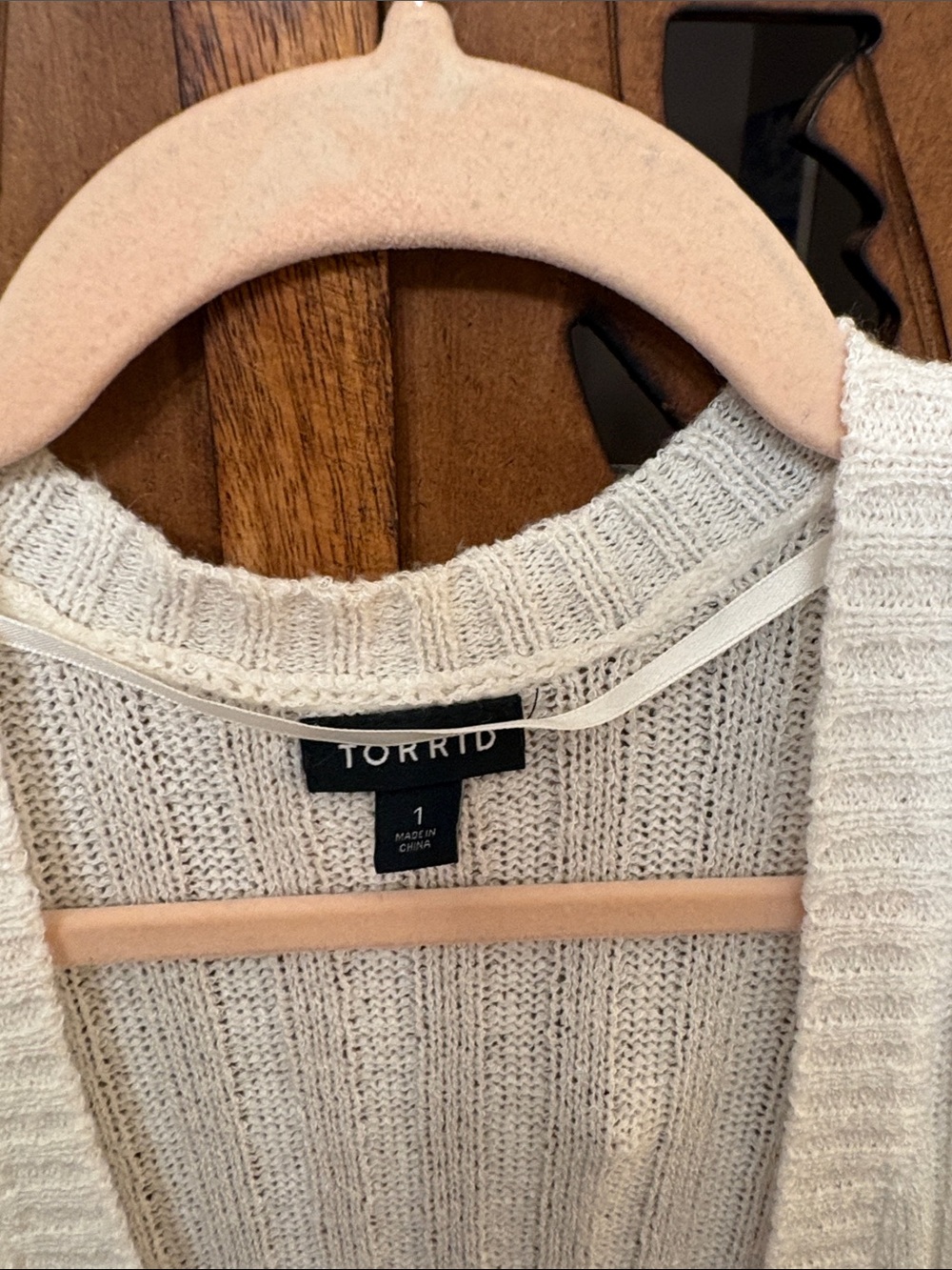 Ivory Ribbed Open-Front Cardigan Sweater - Picture 2 of 5